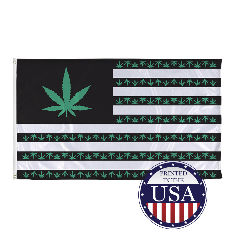 3ft x 5ft Marijuana USA Flag – Flame-Retardant, Knitted Polyester with Canvas Header and 2 Metal Grommets – Indoor/Outdoor Weed Flag - Printed in The USA - image 1 of 6