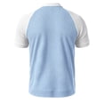 thumbnail image 6 of ZHOGXU Fashion Patchwork Short Sleeve O Neck Men's T Shirts With Button Work Wear, 6 of 7
