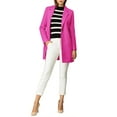 thumbnail image 2 of INSPIRE CHIC Women's Classic Notched Lapel Long Sleeves Long Overcoat M Fuchsia, 2 of 8
