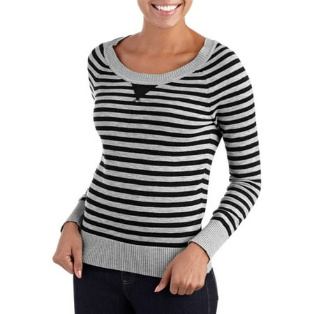L.e.i. Juniors Scoop Neck Striped Sweate