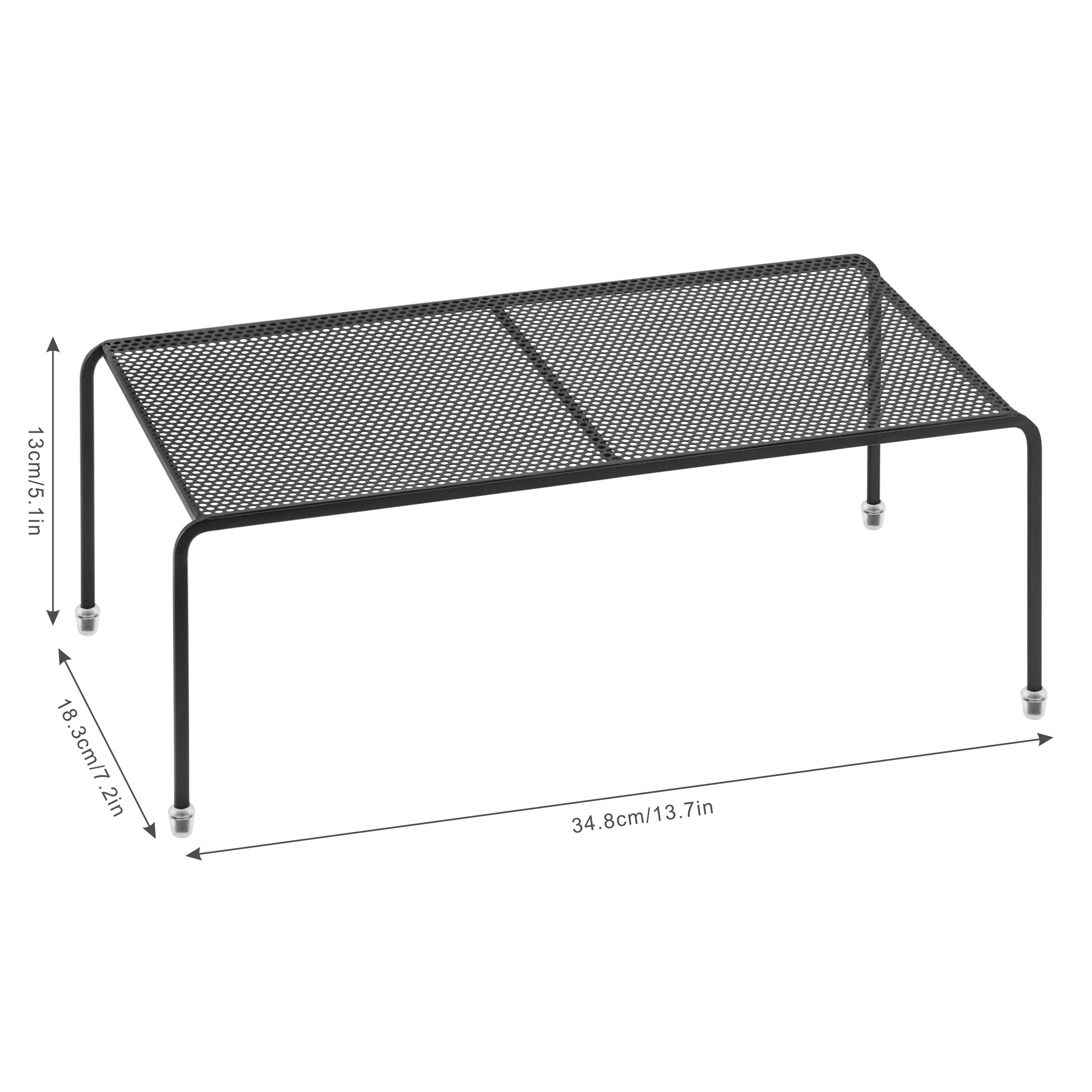 ROFAY Set of 4 Metal Kitchen Countertop Shelf Riser Organizer for Cabinets, Fridge, and Pantries - Black