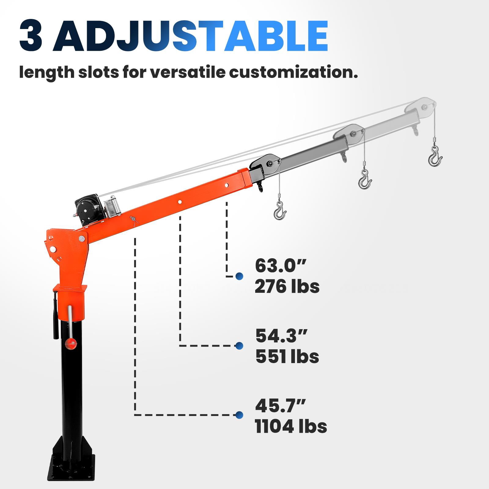 Tanfengu Truck Mounted Crane, 1100 LBS Capacity 12V DC Single Arm Lift Hoist w/ 3500 LBS Winch, 360° Rotation & Adjustable Arm for Pickup Truck Trailer Farm Garage