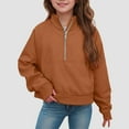 thumbnail image 2 of TAmten Cute Cropped Sweatshirts for Teen Girls Trendy Half Zip Hoodie Cute Long Sleeve Hoodie Pullover Top(Orange,7-8 Years), 2 of 7