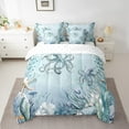 thumbnail image 2 of Octopus Comforter Set 7 Piece Bed in a Bag Twin,Teal Blue Ocean Beach Coastal Bedding Set Starfish Octopus Tentacles Sheet Sets with Comforter Underwater Creature Coral Bed Set,Kawaii Fish Room Decor, 2 of 4