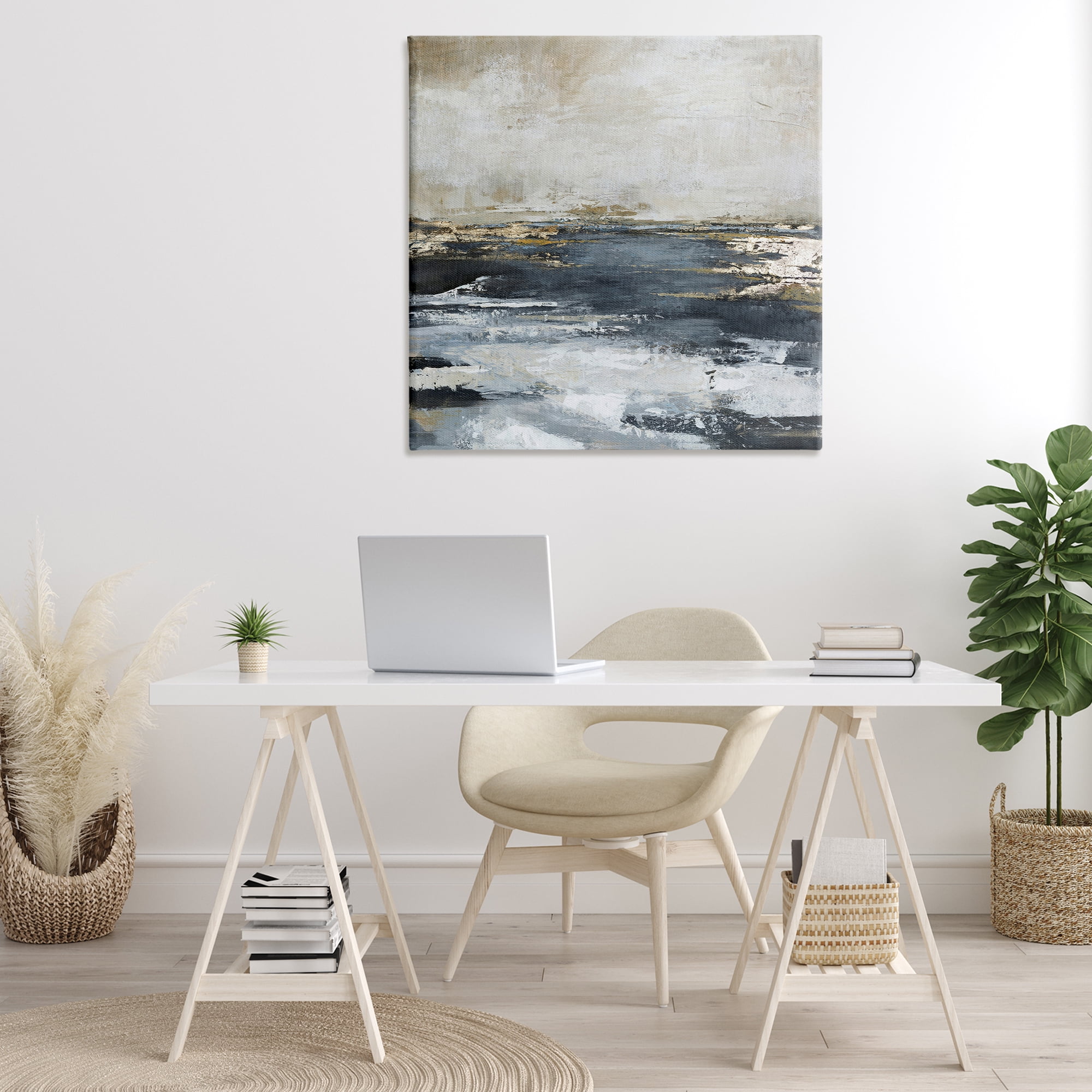 Stupell Industries Rustic Stormy Sea Abstract Painting Gallery Wrapped Canvas Art Print Wall Art, 36 x 36