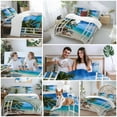 thumbnail image 5 of Blue Sky Sandy Beach Bedding Duvet Cover Set King Size 4 Pieces Coconut Trees Windows View Bedding Set with Zipper Closure, 1 Comforter Cover 92x106 Inches 1 Flat Sheet & 2 Pillow Cases, 5 of 7
