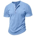 thumbnail image 3 of LUOGENLI Male T-shirts for Mens Male Spring Short Sleeve Solid Color Letter Stripe Stitching Short Sleeve Top Mens T-shirts Graphic Tees St. Patrick's Day Blue L, 3 of 9