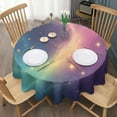 thumbnail image 3 of Colorful Tie Dye Nebula Pattern Round Tablecloth 60"x60",Wrinkle Wipeable Table Cloth for Kitchen Dining Room Picnic Patio Party, 3 of 6