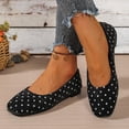 thumbnail image 6 of Miluxas Women's Polka Dots Ballet Flats Closed Square Toe Slip On Flat Shoes Black 6.5(38), 6 of 9