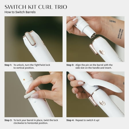 T3 - Switch Kit Curl Trio Interchangeable Curling Iron - White & Rose Gold