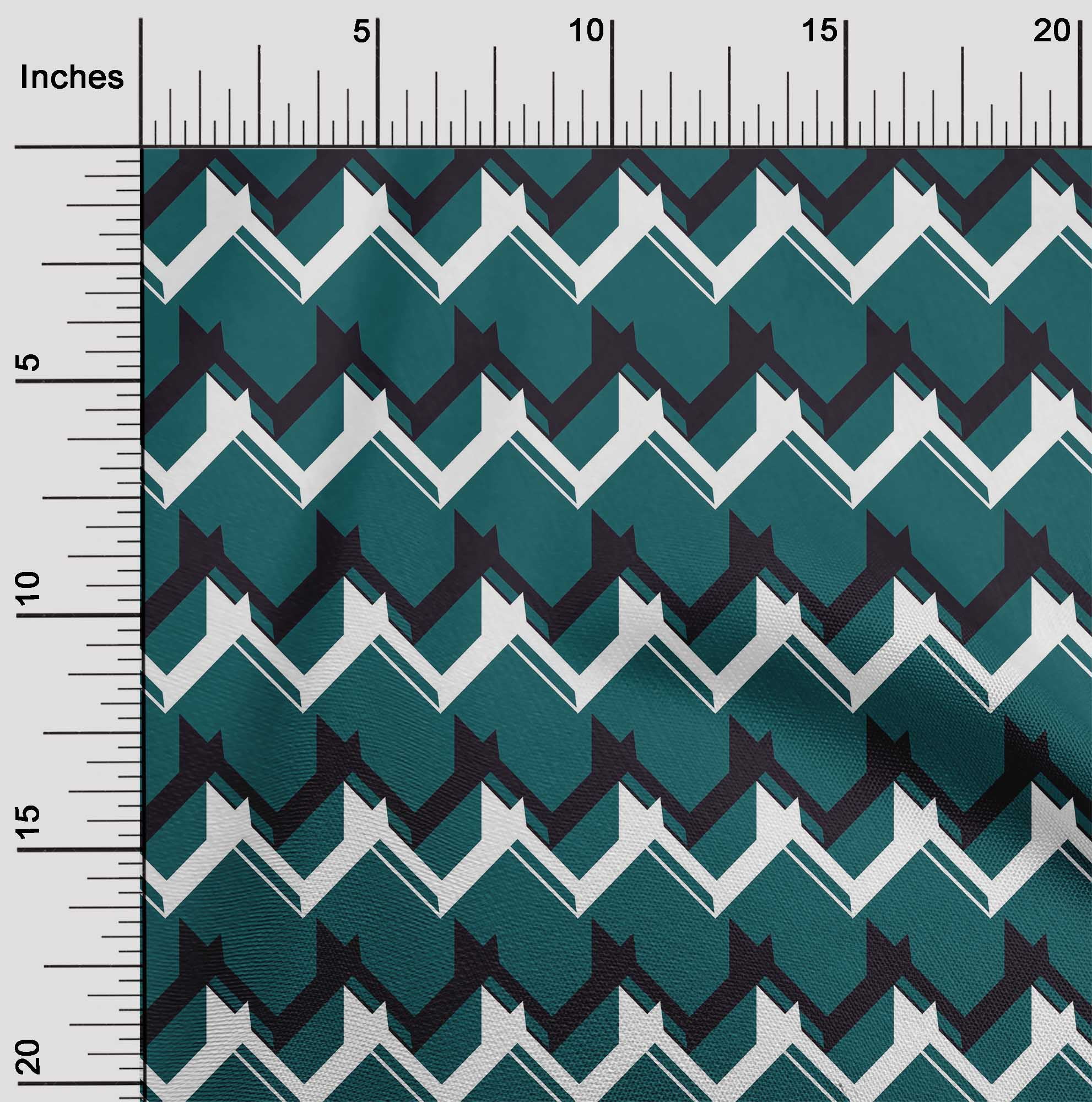 oneOone Organic Cotton Voile Fabric Chevron Geometric Print Fabric By ...