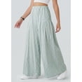thumbnail image 4 of SHEWIN Women's Wide Leg Palazzo Pants Casual Elastic High Waisted Cotton Gingham Plaid Culottes Trousers with Pockets, 4 of 8