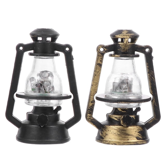 Miangastore 2Pcs Doll House Kerosene Lamps Miniature Lantern Models Retro Photo Props