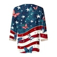 thumbnail image 4 of 4th of July Shirts Women, AKOEE Cotton T Shirts Plus Size Loose V Neck Tops Hollow Out Lace Trim Festive Tees (Large, Red 08), 4 of 5