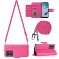 thumbnail image 2 of SaniMore Case for Motorola Moto G 5G 2023/G Power 2023, PU Leather 3D Lattice Stylish for Girls Crossbody Lanyard Kickstand Card Slots Cash Pocket Magnetic Protective Shockproof Wallet Shell,  Rose, 2 of 9