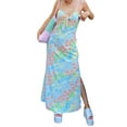 thumbnail image 1 of TRKIYQC Chic mujeres Boho Floral Maxi vestido Sexy cuello en V vendaje Spaghetti Strap Split vestido largo verano playa fiesta vacaciones ropa de calle TRKIYQC moderno, 1 of 9
