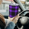 thumbnail image 6 of Daiia Purple Buffalo Plaid Printed 20oz Insulated Coffee Cup with Straw Topper, Fully Spill Proof Travel Coffee Mug, Stainless Steel Tumbler for Work Home Outdoor Car-Without Straw, 6 of 8