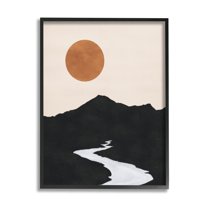 Stupell Industries Receding Stream Into Distant Mountain Ochre Sun Graphic Art Black Framed Art Print Wall Art, Design by JJ Design House LLC