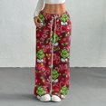 thumbnail image 2 of Women's Casual And Fashionable Greentown Printed Elastic Waist, Loose Straight Leg With Plush Pants With Rope, 2 of 2