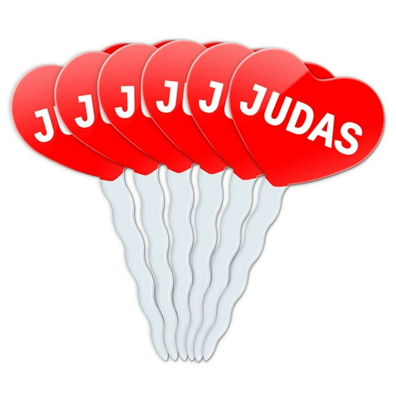 Judas Heart Love Cupcake Picks Toppers - Set of 6