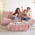 thumbnail image 4 of Congermom Bean Bag Ottoman, Foot Rest, Pouf Ottoman, Fireside Chair Memory Foam Lazy Bean Bag Sofa for Living Room, Bedroom, Dorm, Office(Pink), 4 of 5