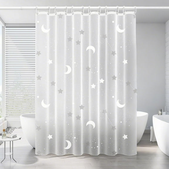 EVA Clear Shower Curtain or Liner, Transparent Heavy Duty Waterproof Shower Curtain Set, Bathroom Curtain with Hooks