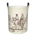 thumbnail image 1 of Balery Two Cowboys Riding Horses In The Desert Cesta de ropa redonda con asas, impermeable, independiente, para ropa, juguetes, dormitorio y familia-Medium, 1 of 6