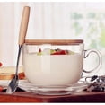 thumbnail image 2 of MOYISHI 16oz Morning Mug Clear Glass Tea Cup Coffee Mug with Bamboo Lid and Saucer,Spoon, 2 of 5