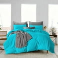 thumbnail image 1 of Oversized Queen Size Duvet Covers Egyptian Cotton 600 Thread Count Soft and Smooth All Season Duvet Cover 3 Piece (1 Duvet Cover + 2 Pillow Cases) Turquoise Blue Solid with Zipper Closure, 1 of 5