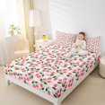 thumbnail image 4 of Manfei Cartoon Cherry Child Full Size Sheets, White Pink Buffalo Plaid Bed Sheets, Chic Fashion Stripes Abstract Sheet Sets, Breathable Home Decor, 4pcs, 4 of 7