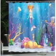 thumbnail image 3 of Ambesonne Colorful Shower Curtain, Cartoon Mermaid Fish, 69"Wx84"L, Multicolor, 3 of 4