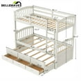 thumbnail image 6 of Bellemave White Twin over Twin Bunk Bed with Trundle Bed and 3 Drawers, Wood Frame Bunk Bed Twin Size with Storage for Bedroom, 6 of 10
