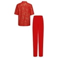 thumbnail image 2 of Ocealan Kung Fu Suit for Boys Kids Embroidered Red Martial Arts Taichi Traditional Performance Uniform Red-C 140, 2 of 5