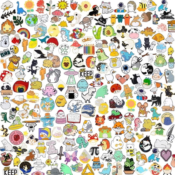 Random 30 Mixed Enamel Pins - Cute Animal Plant Cartoon Designs for Backpacks Jackets Hats