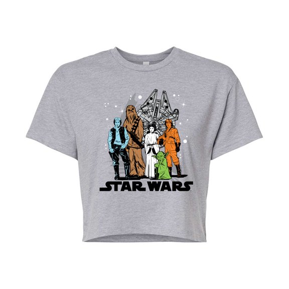 Star Wars - Luke, Leia, Yoda Group - Juniors Cropped Tee