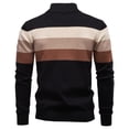 thumbnail image 2 of Men's Quarter Zip Striped Knit Sweater Long Sleeve Mock Neck Casual Work Top, 2 of 4
