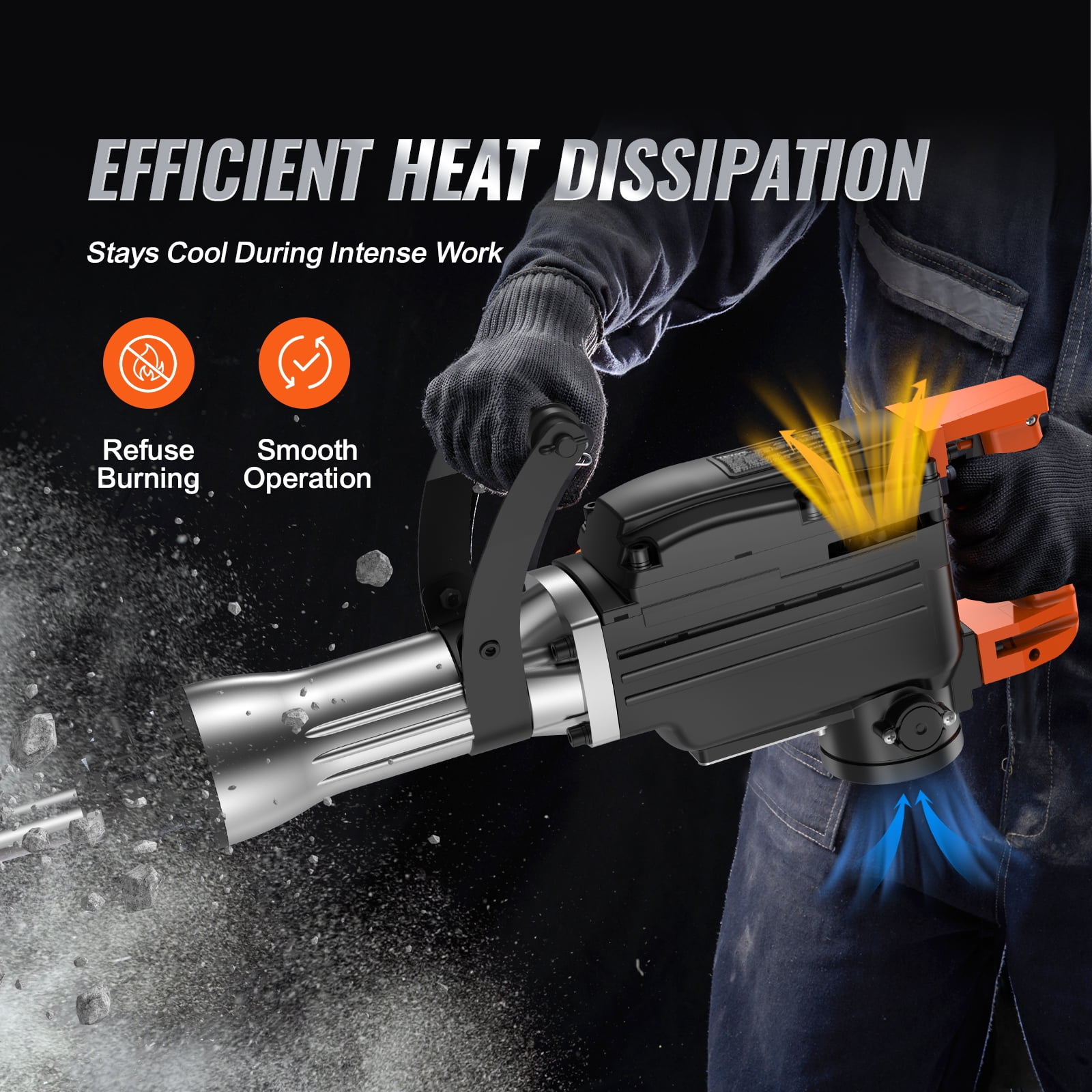 BENTISM Demolition Jack Hammer Concrete Breaker 2200W Electric Hammer 4 Chisel Bits