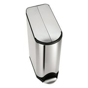 simplehuman 40 Liter / 10.6 gal Stainless Steel Dual Compartment Butterfly Lid Kitchen Step Trash Can Recycler, Brushed