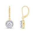 thumbnail image 3 of Halo Lever Back Dangle Drop Earrings Lab Created Moissanite Diamond In 14K Yellow Gold Over Sterling Silver Jewelry For Women (G-H Color, 1.50 Cttw), 3 of 8