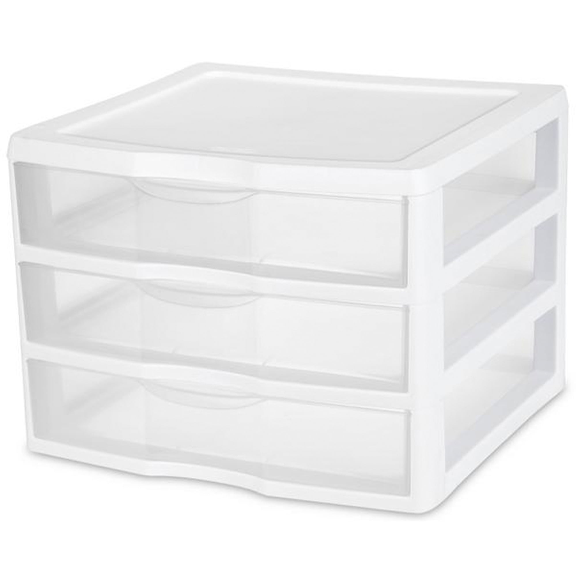 Sterilite Clear Plastic Stackable Small 3 Drawer Storage System, (12 Pack)