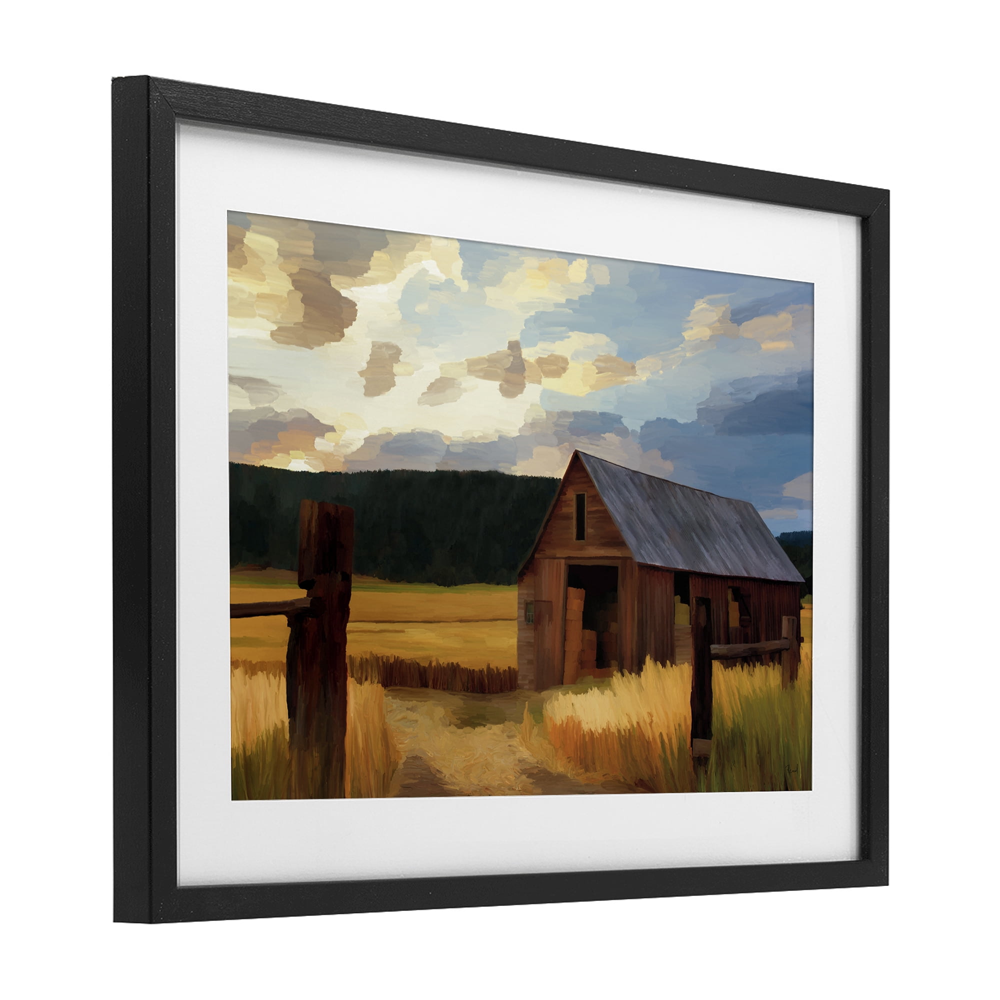 Stupell Industries Harvest Time Autumn Barn Black Framed Print Under Glass, design by Renel Peters