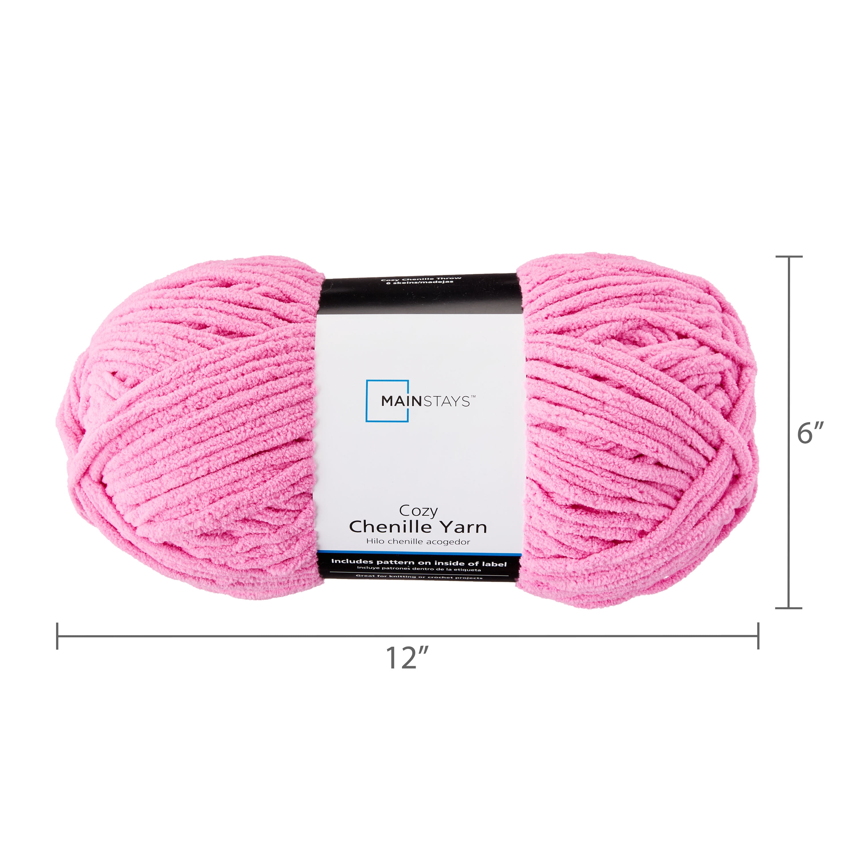 Mainstays Cozy Chenille Yarn, 220 yd, Aurora Pink, 100% Polyester, Bulky