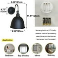 thumbnail image 4 of FSLiving Battery Operated wall Sconces 55 Lumens LED Remote Control Dimmable Timing Cordless Retro Style Black Metal Wall Lamp Easy to Install for Corridor Dorm Nightstand (No Battery) - 1 Light, 4 of 6