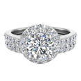 thumbnail image 4 of Diamond Wedding Ring Set for Women Round Brilliant Halo Rings 14K White Gold 1.38 Carat (G,VS), 4 of 5