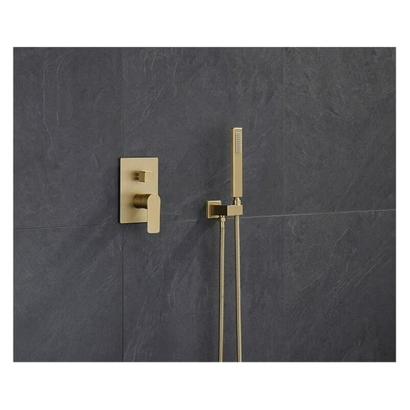 Bathroom Shower Set Brushed Gold Square Rainfall Shower Faucet Wall or Ceiling Wall Mounted Shower Mixer 8-12" Shower Head