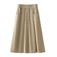 thumbnail image 4 of Gfyviroh Womens Long Skirt with Pockets High Waist Button Detail Elegant Skirt Plus Size Flowy Flare A-Line Casual Skirt, 4 of 7
