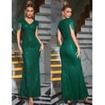 thumbnail image 3 of Women's V Neck Sequin Formal Evening Dress Tassel Bead Sleeve Mermaid Long Gown 1920S Party Maxi Military Dress, 3 of 6