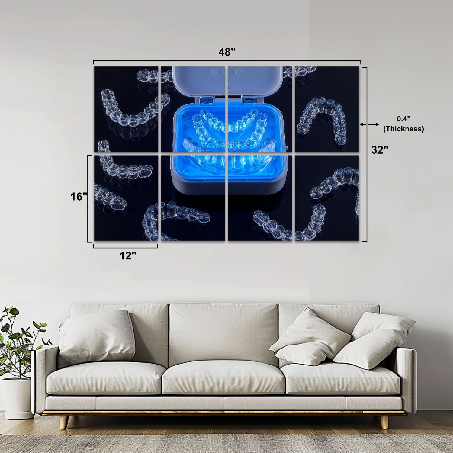 Dental 8 Pack Art Acoustic Panels Sound Absorbing Plastic case invisible transparent orthodontic black Aligner Decorative Soundproof Wall Panels Self Adhesive for Physician Hospital Office 48"x32"