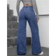 thumbnail image 2 of Y2k Pantalones vaqueros con diamantes de imitación for mujer, pantalones largos con diamantes de imitación de calle, rectos, sueltos, versátiles, pierna ancha, 2 of 7
