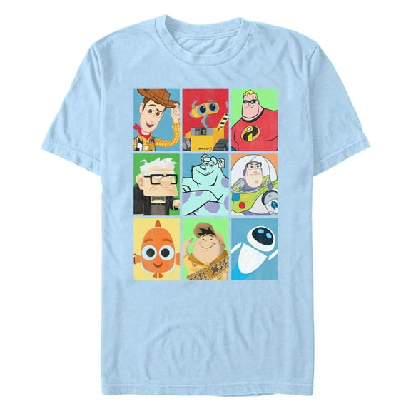 Disney / Pixar Men's Epic Boxed Up Line Up Character Tee Color: Light Blue Size: M